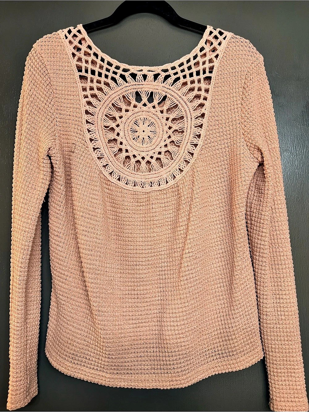 Pink Crochet Detail Sweater Like New